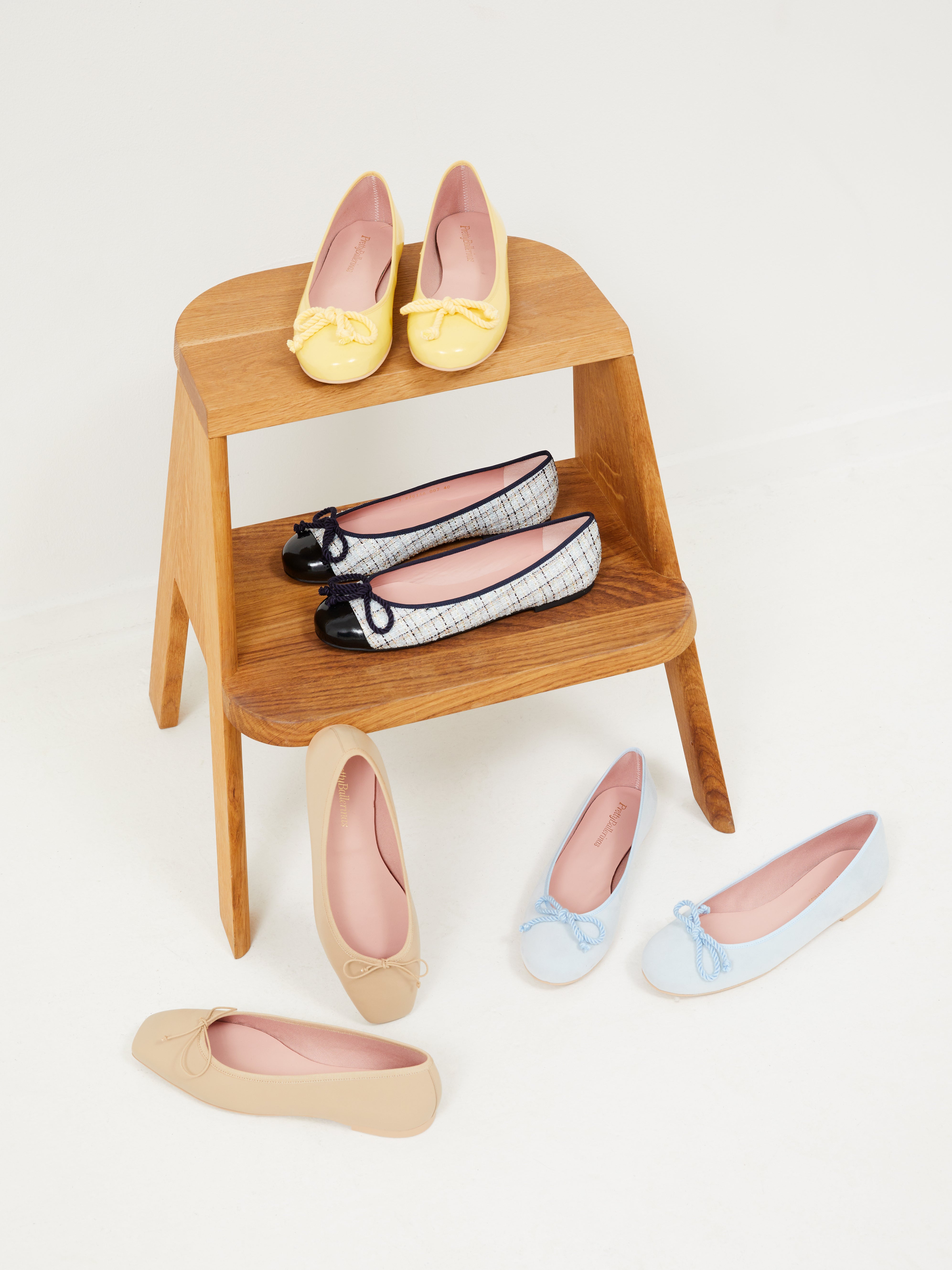 Ballerinasko m/ firkantet tå - Coton Seed/ Beige